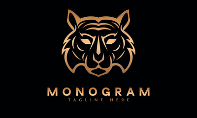 Tiger face wildlife animal icon abstract monogram vector logo template