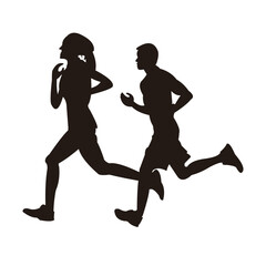 silhouettes of people or silhouettes of people exercising and fitness