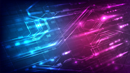 Virtual reality futuristic technology and circuit board. Futuristic Sci-Fi interface. Digital computer infographic of engineer. Data science. Placeholder, landing page. Abstract technology background
