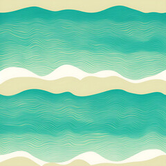 Fototapeta na wymiar Seamless waves on the beach pattern. Background. Generative AI