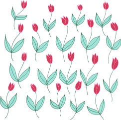 Blooming tulips. Vector illustration. Simple flower illustration of tulips.