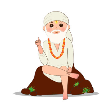 indian god sai baba cute shirdi baba sainath illustration