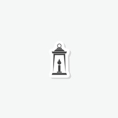 Oriental lantern icon sticker isolated on gray background