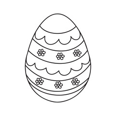 A black and white egg icon with an ornament for the design of Easter holidays. Vector illustration isolated on a white background.