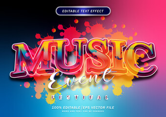 Music Festival event text effect. Colorful typography font style. trendy title design.