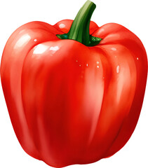 Red Paprika Bell Pepper Isolated Hand Drawn Painting Illustration