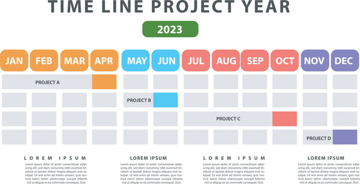 Vector infographic design, monthly to year project schedule planner. template with timeline project for business and planning work vector illustration