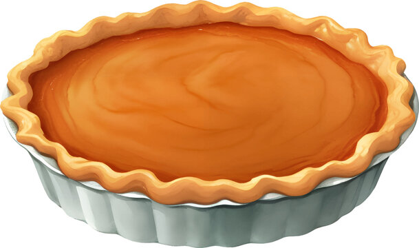 Pumpkin Pie Isolated Hand Drawn Painting Illustration