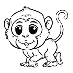 Vector illustration of cartoon monkey - Coloring book for kids