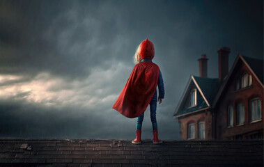 Obraz na płótnie Canvas A child in a superhero costume