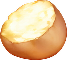 Half Potato Isolated Hand Drawn Painting Illustration