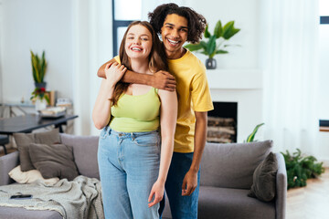 modern multiethnic unstereotyped couple lifestyle moments at home.