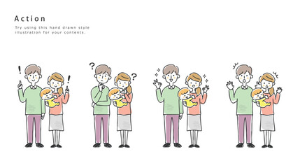 家族の表情セット　全身