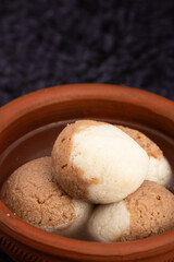 Indian Mithai Chocolate Rasgulla Also Called Choco Gulla, Rasagola, Rosgola, Roshogolla, Rossogolla, Rasbhari Or Rasbari Is Ball Shaped Dumpling Made Of Chhena, Sugar Syrup, Chena, Panir ,Paneer