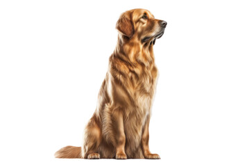 Golden retriever dog isolated on white, generative ai, png