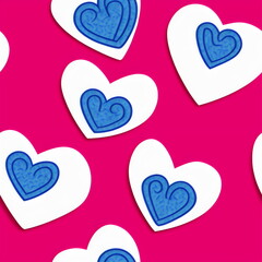 Hand drawn cartoon comic style, seamless hearts pattern, tileable Valentine texture asset, part of Hearts_Textures_Collection, Generative AI