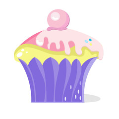 Cake. Colorful set of sweet cupcakes. 