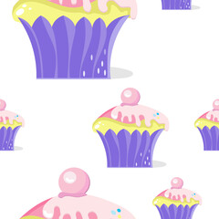 Cake. Colorful set of sweet cupcakes. 