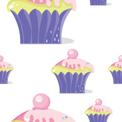 Cake. Colorful set of sweet cupcakes. 