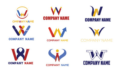 Fototapeta na wymiar Letter W logo. Abstract W logo icon. W icon set isolated on white background. Vector illustration. 