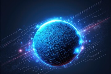 Obraz premium Digital global technology concept banner