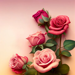 Roses with pink background