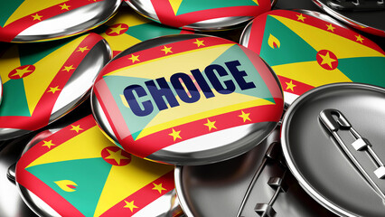 Choice in Grenada - colorful handmade electoral campaign buttons for promotion of Choice in Grenada.,3d illustration