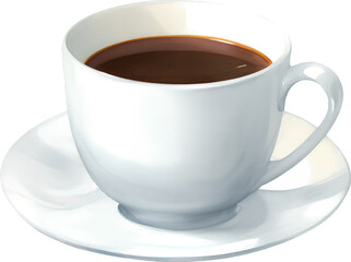 Black Coffee in a Cup Hand Drawn Painting Illustration Isolated