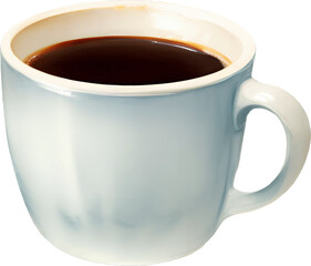 Black Coffee in a Cup Hand Drawn Painting Illustration Isolated