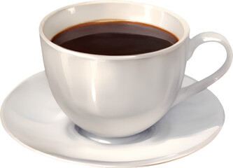 Black Coffee in a Cup Hand Drawn Painting Illustration Isolated