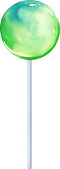 Green Lollipop Isolated Hand Drawn Painting Illustration