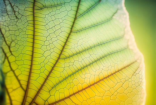 leaf texture pattern, leaf background with veins and cells macro photography, translucent with light pastel colors