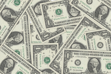 US currency. US dollars. Macro view of USA paper money. Close-up USA money. USA baknotes background