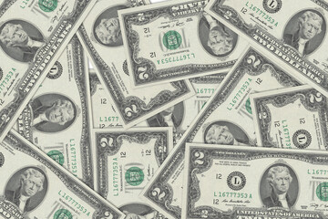 US currency. US dollars. Macro view of USA paper money. Close-up USA money. USA baknotes background