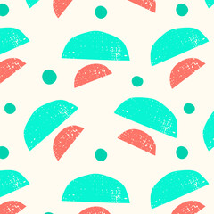 Abstract pattern with geometric shapes watermelons. Red and blue on white background. Great background for your summer  design.