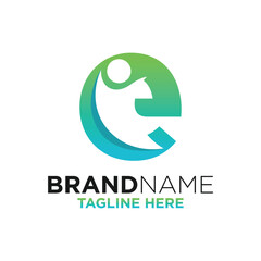Letter E People Logo Design Template Inspiration, Vector Illustration.