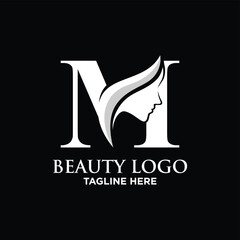 Letter M Beauty Face Logo Design Template Inspiration, Vector Illustration.