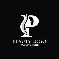 Letter P Beauty Face Logo Design Template Inspiration, Vector Illustration.