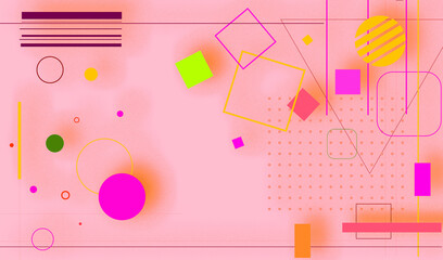 pink background with circles and squares