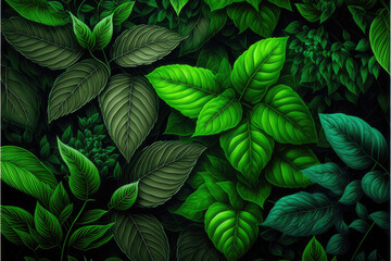 Lush Nature Background with Overlapping Leaves
