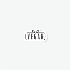 Fresh healthy organic vegan food logo sticker isolated on gray background
