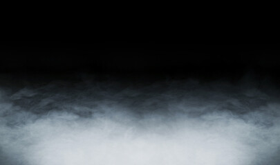 Smoke over black background. Fog or steam abstract texture.