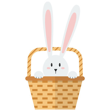 Cute bunny in basket