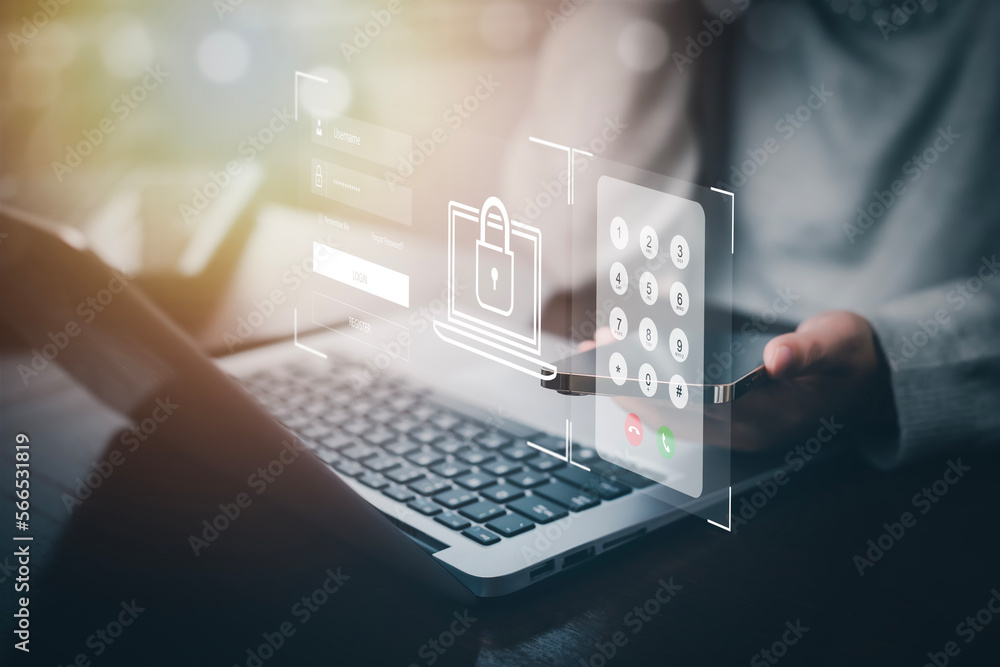 Poster cyber security password login online concept hands typing and entering username and password of soci
