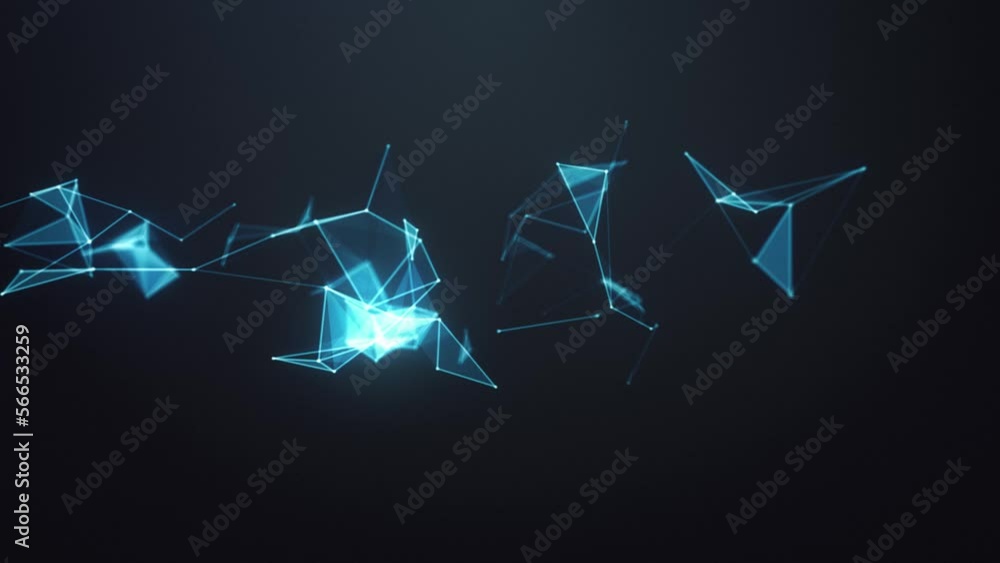 Poster futuristic polygonal shapes on dark loop