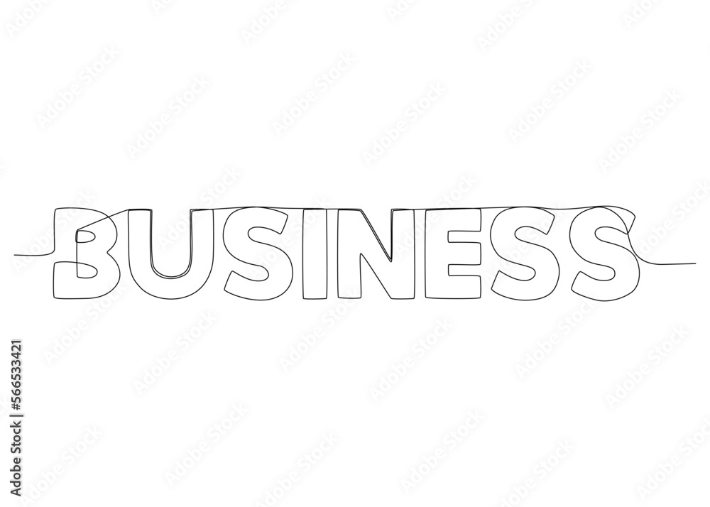 Fototapete one continuous line of business word. thin line illustration vector concept. contour drawing creativ