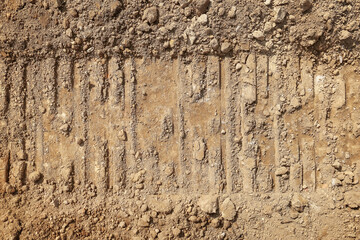 Track wheels track on dirt soil or Track on ground.
