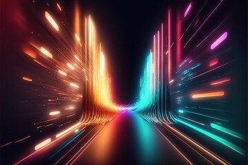 Digital background with colorful light trail. Generative AI