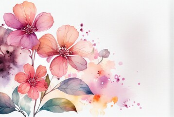Flower watercolor on white background. Generative AI