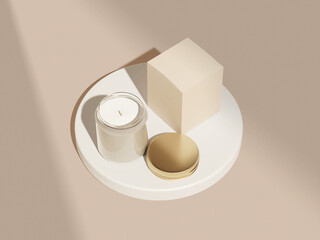 Aesthetic High Level Angle Candle with Box Mockup